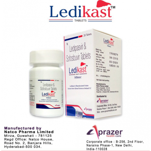 Ledikast (Aprazer/Natco) Софосбувир + Ледипасвир 3 шт.